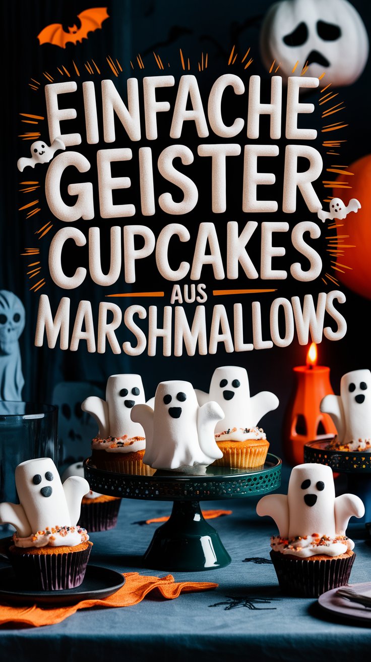 Einfache Geister Cupcakes aus Marshmallows – Halloween Rezept