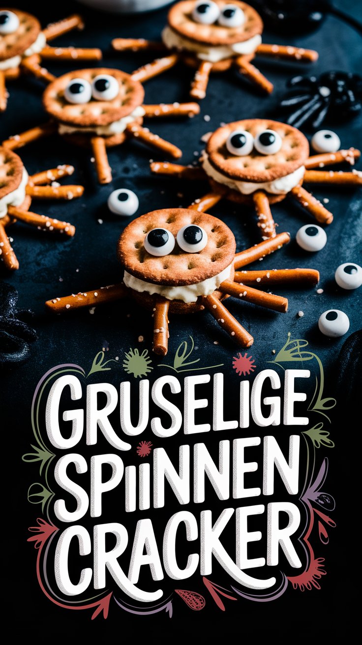 Gruselige Spinnen Cracker – Halloween Snack Idee