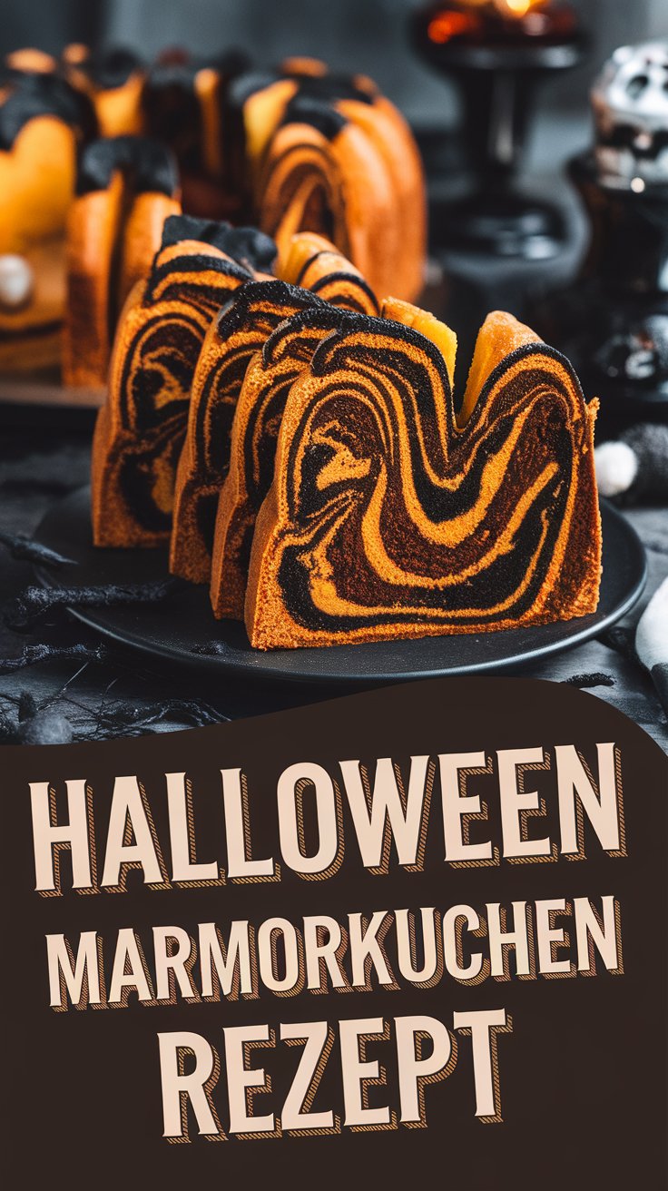 Halloween Marmorkuchen Rezept – Orange & Schwarz marmoriert