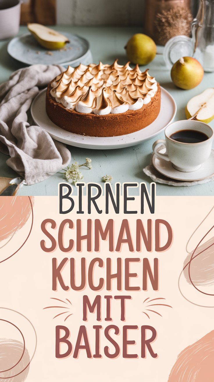 Birnen-Schmand-Kuchen mit Baiser – cremig, fruchtig und himmlisch luftig