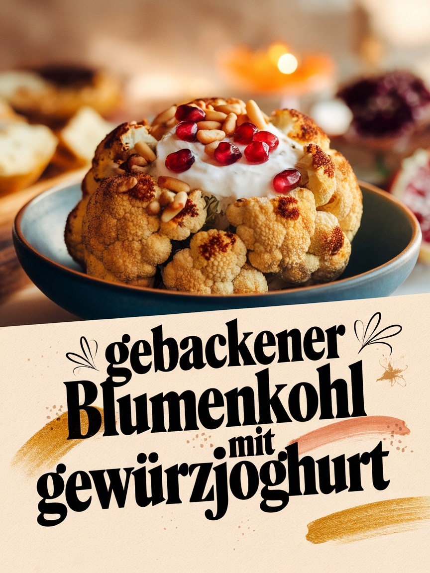Gebackener Blumenkohl mit Gewürzjoghurt – einfaches veganes Rezept