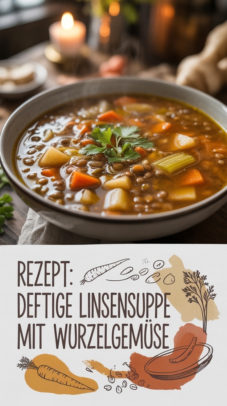 Deftige Linsensuppe mit Wurzelgemüse – einfaches Rezept zum Nachkochen