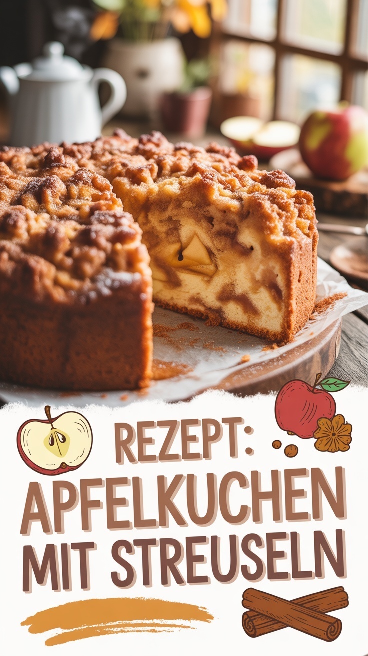 Apfelkuchen mit Zimtstreuseln backen – saftiges Rezept wie beim Bäcker