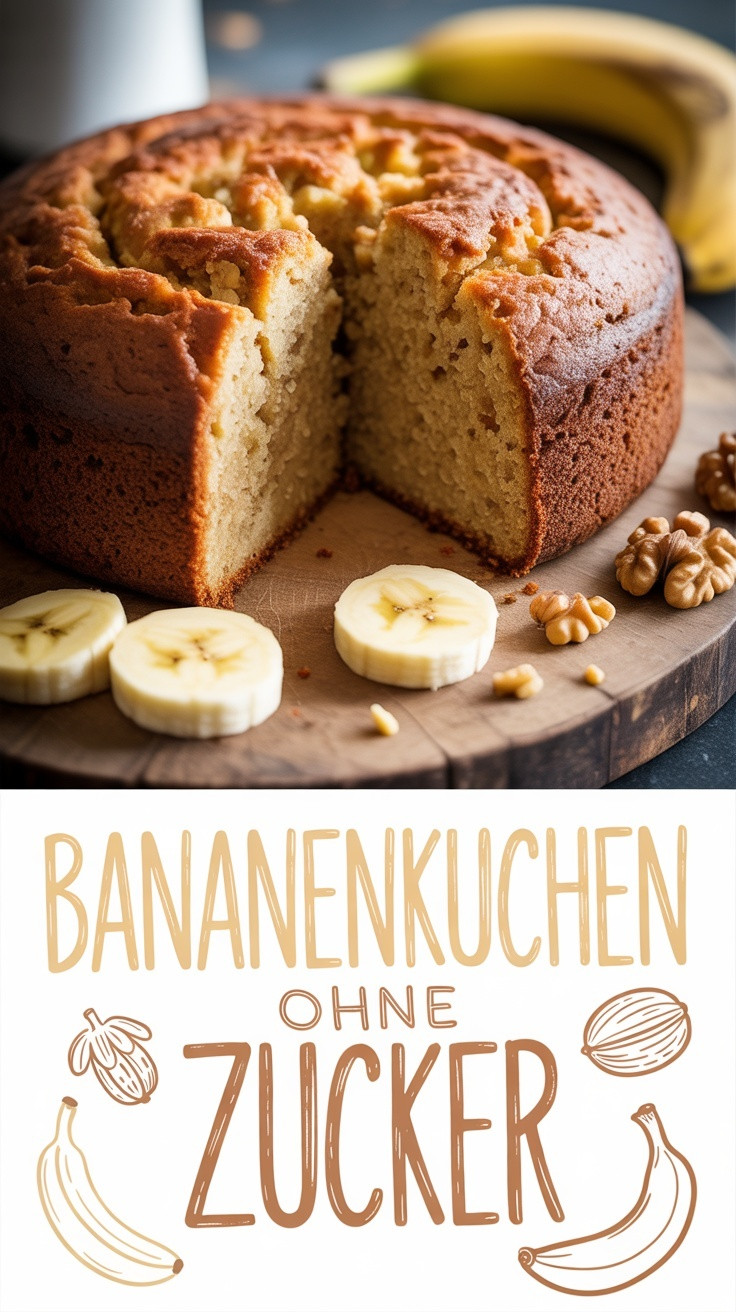 Saftiger Bananenkuchen ohne Zucker – natürlich süß & gesund