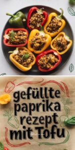 Bunte gefüllte Paprikaschoten mit Tofu-Quinoa-Füllung