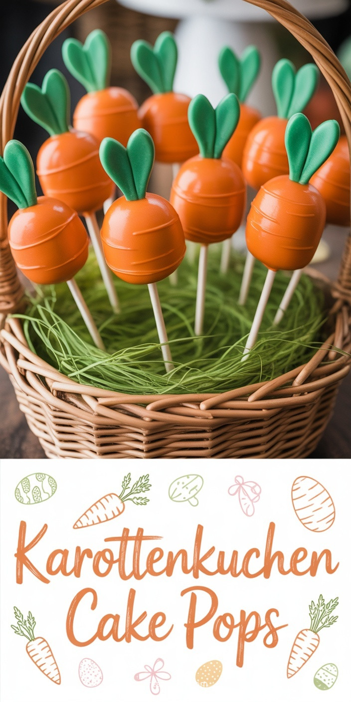 Karottenkuchen-Cake Pops zu Ostern – saftige Kugeln am Stiel mit Frischkäse-Glasur