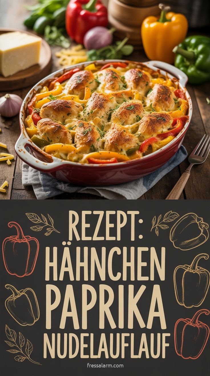 Nudelauflauf mit Hähnchen und Paprika – herzhaft & bunt