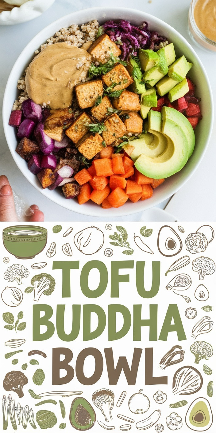 Tofu-Buddha-Bowl – bunte Nährstoffbombe mit Tahini-Dressing