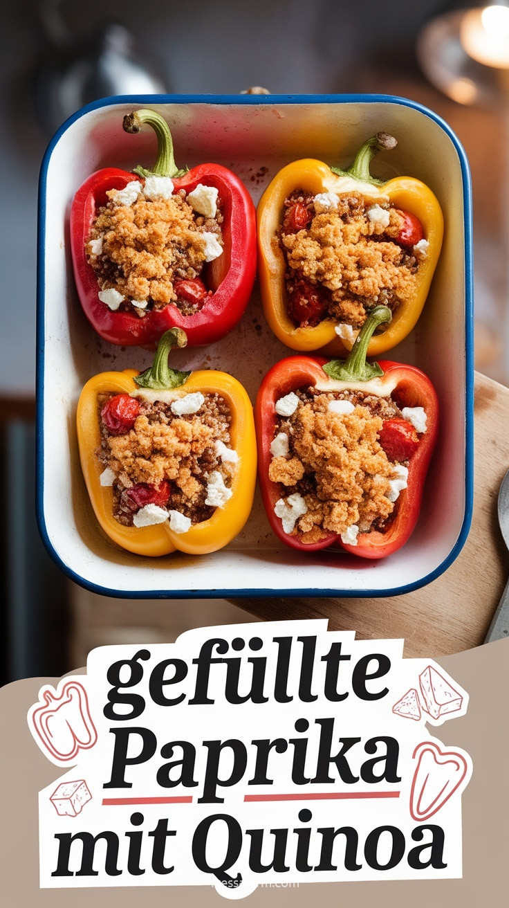 Gefüllte Paprika mit Quinoa und Feta – bunt, proteinreich und einfach
