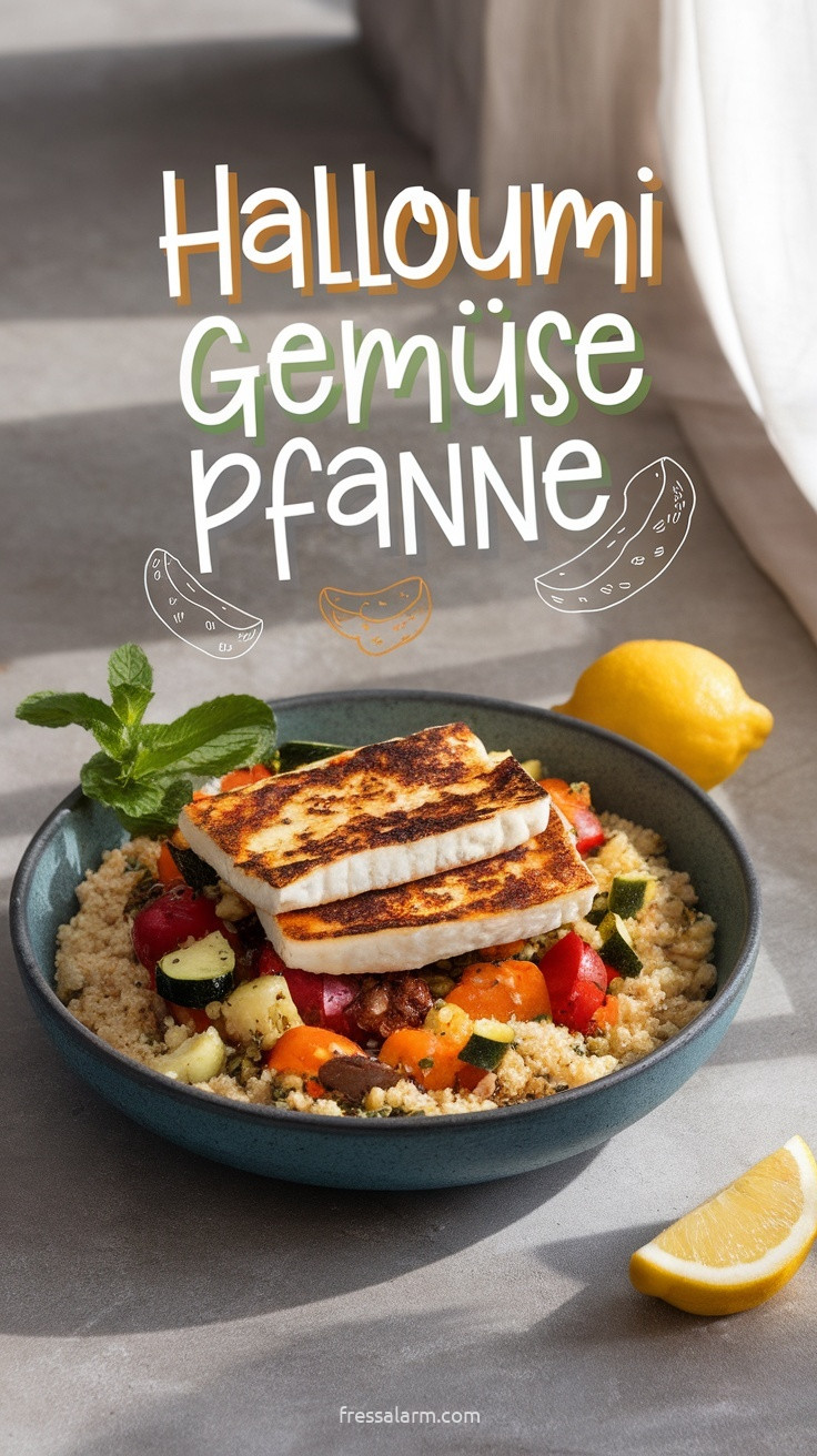 Halloumi-Gemüse-Pfanne mit Zitronen-Kräuter-Couscous – in 25 Minuten fertig