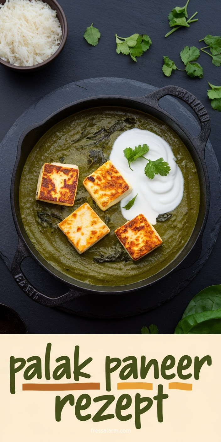 Palak Paneer – cremiges Spinat-Curry mit goldenem Paneer aus Indien